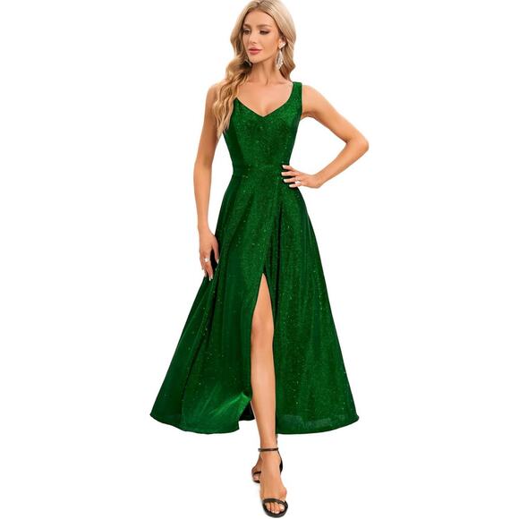 Bbonlinedress Dresses & Skirts - Bbonlinedress Women's Sequins Sparkling Maxi Glitter Long Split  Dress XL